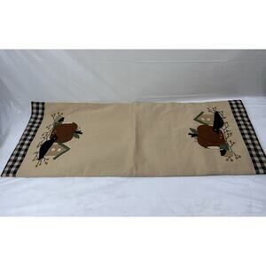 Table Runner Primitive Pumpkin Birdhouse Plaid Harvest Autumn Home By Raghu 34.5